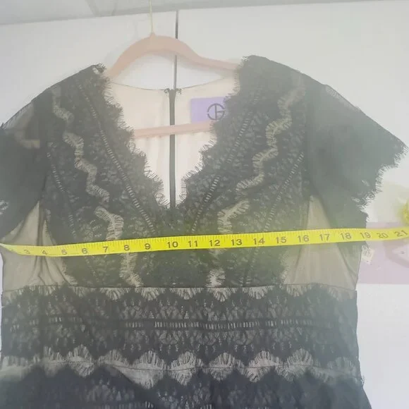 JS Collection Black Lace Dress Size 14 Ladies NWT Nude Underlay Cocktail Evening - Picture 8 of 16